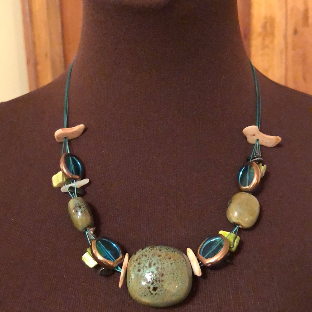 Premier Designs Turquoise and Green Necklace